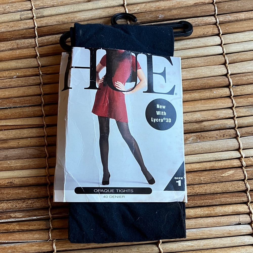 HUE Black Opaque Tights with Lycra 3D